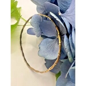 Vintage Krementz Bamboo Bangle Bracelet Gold Tone Signed 1970s Classic Stackable